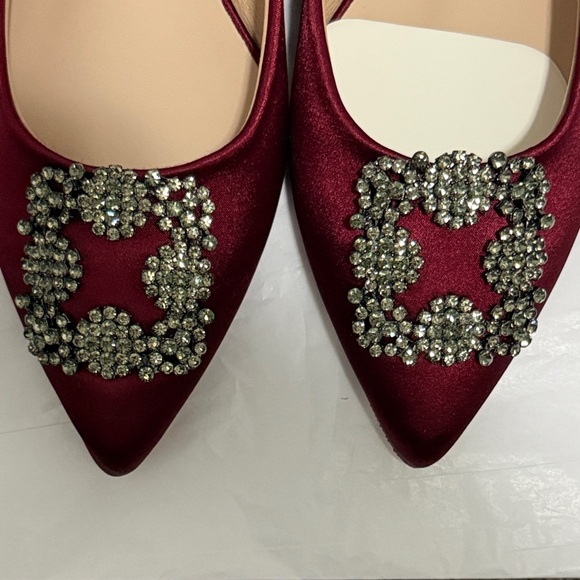 Women's Burgundy Embellished Flats - Picture 4 of 4